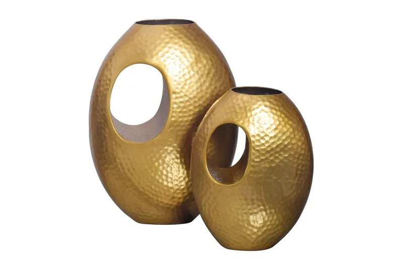 Vas Wohnling Set om 2 Aluminium Hamrad look, modern loftstil Guld, Guld