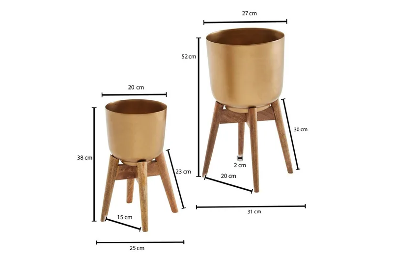 Vas Wohnling Set om 2 Aluminium Blomväxtkruka Modern - Inredning - Kruka & ytterkruka