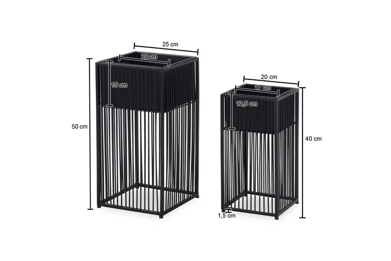 Vas Wohnling Set om 2 metall blomma växtkruka filigran gallerlook modern - Inredning - Kruka & ytterkruka
