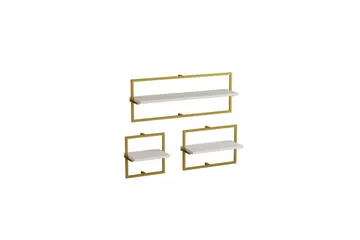 Muroran Väggskiva 80x80 cm - Vit/Guld - Förvaring - Hylla - Vägghylla