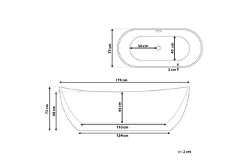 Menailo Badkar Fristående 170 cm - Svart - Hus & renovering - Kök & bad - Badrum - Badkar - Fristående badkar