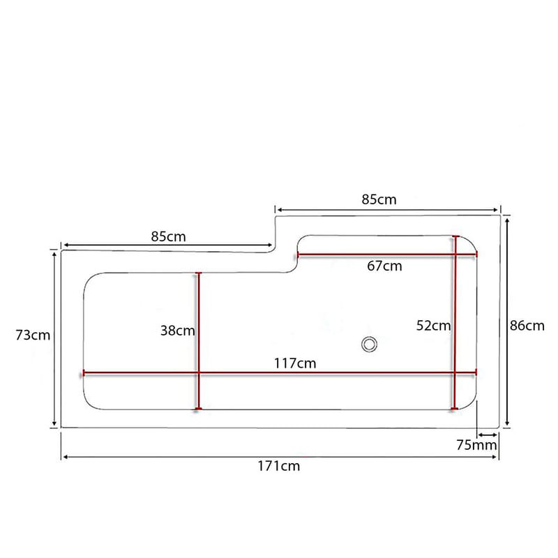 Behag Badkar 170cm Vänster - Vit - Hus & renovering - Kök & bad - Badrum - Badkar