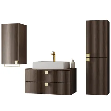 Alima Möbelpaket Badrum Tvättställ - Brun|guld - Hus & renovering - Kök & bad - Badrum - Badrumsmöbler & badrumsinredning - Kompletta möbelpaket badrum