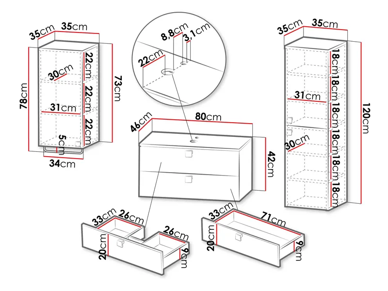 Alima Möbelpaket Badrum Tvättställ - Brun|guld - Hus & renovering - Kök & bad - Badrum - Badrumsmöbler & badrumsinredning - Kompletta möbelpaket badrum