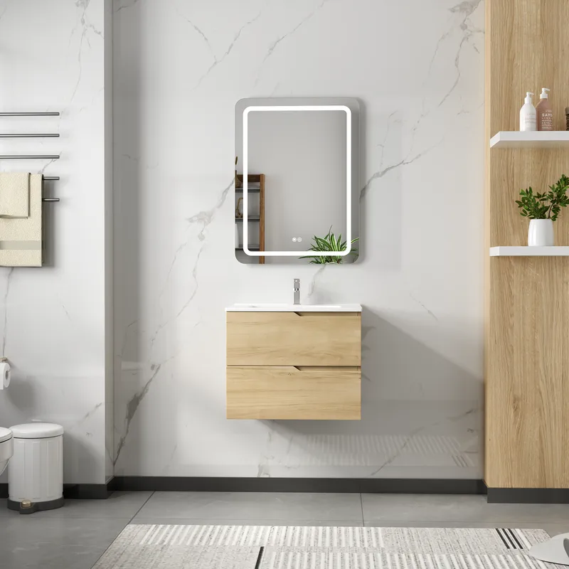 Badrumspaket 60 cm | LED-spegel med anti-fog & dimmer | MDF | Maja
