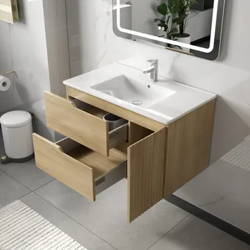Badrumspaket | Kommod 80cm | Rektangulär LED-spegel | Milan - Hus & renovering - Kök & bad - Badrum - Badrumsmöbler & badrumsinredning - Kompletta möbelpaket badrum