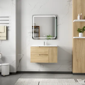 Badrumspaket | Kommod 80cm | Rektangulär LED-spegel | Milan - Hus & renovering - Kök & bad - Badrum - Badrumsmöbler & badrumsinredning - Kompletta möbelpaket badrum
