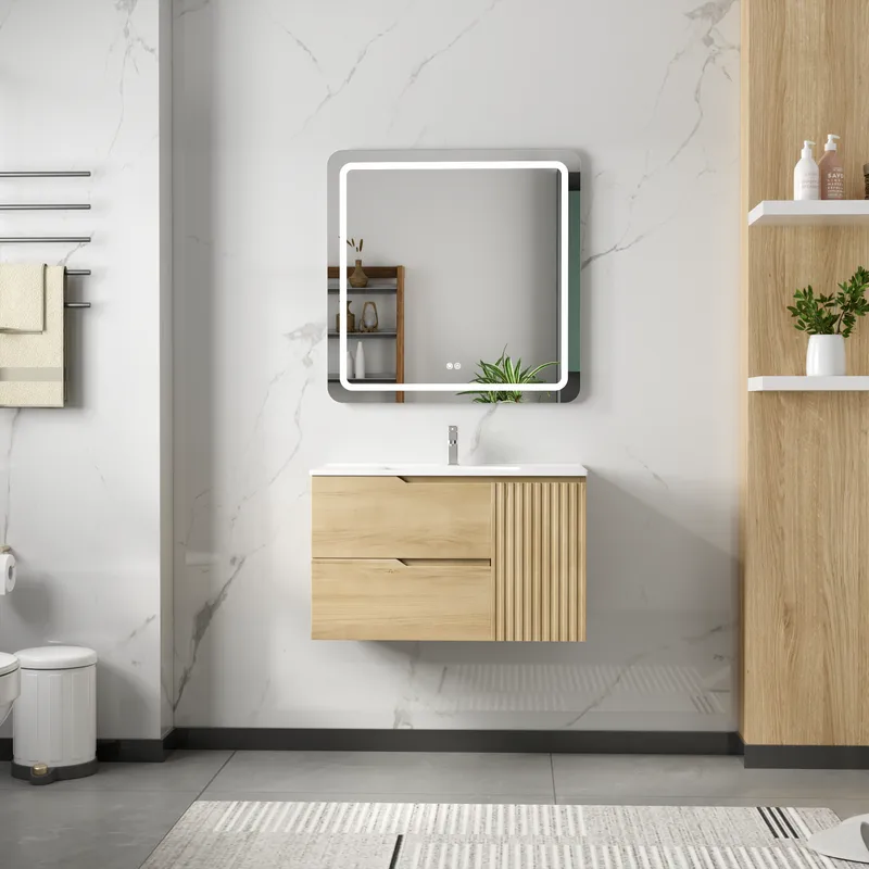 Badrumspaket | Kommod 80cm | Rektangulär LED-spegel | Milan - Hus & renovering - Kök & bad - Badrum - Badrumsmöbler & badrumsinredning - Kompletta möbelpaket badrum