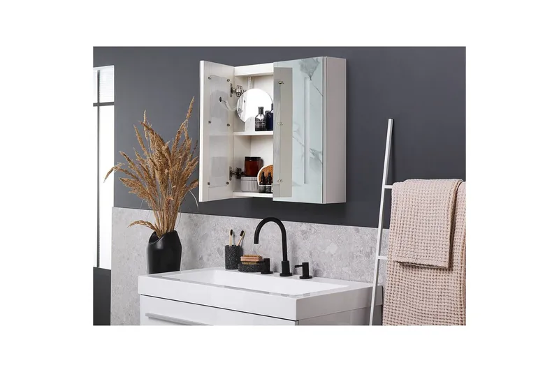 Badrumsskåp med spegel Chabunco Vit, Silver - Vit, Silver - Hus & renovering - Kök & bad - Badrum - Badrumsmöbler & badrumsinredning - Spegelskåp badrum