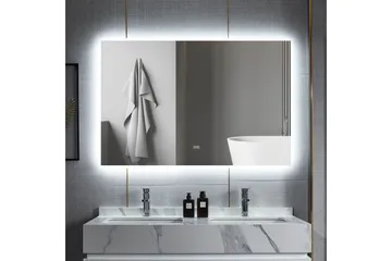 Badrumsspegel 100x80 cm med LED-belysning och anti-fog - Hus & renovering - Kök & bad - Badrum - Badrumsmöbler & badrumsinredning - Badrumsspegel