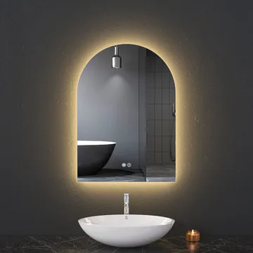 Badrumsspegel 50x70cm med LED-belysning | Valvformad  Dimmer och Anti-fog | ADRIENNE - Hus & renovering - Kök & bad - Badrum - Badrumsmöbler & badrumsinredning - Badrumsspegel