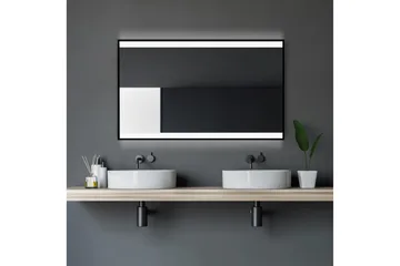 Knutby Badrumsspegel 120x70 cm LED-belysning - Svart - Hus & renovering - Kök & bad - Badrum - Badrumsmöbler & badrumsinredning - Badrumsspegel