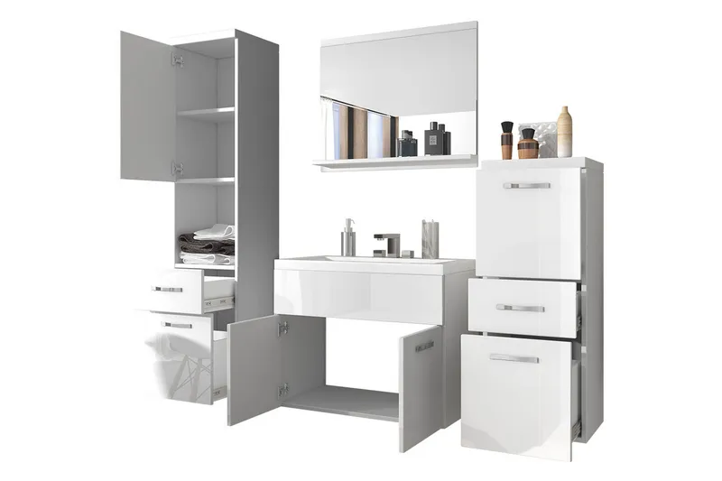 Ericka Badrumsset - Vit/Högglans - Hus & renovering - Kök & bad - Badrum - Badrumsmöbler & badrumsinredning - Kompletta möbelpaket badrum