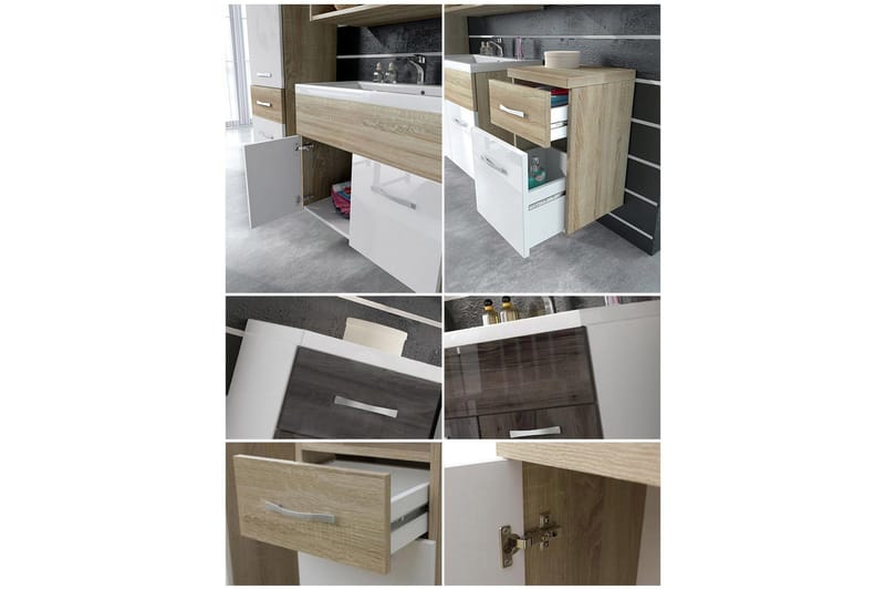 Ericka Badrumsset - Vit/Högglans - Hus & renovering - Kök & bad - Badrum - Badrumsmöbler & badrumsinredning - Kompletta möbelpaket badrum