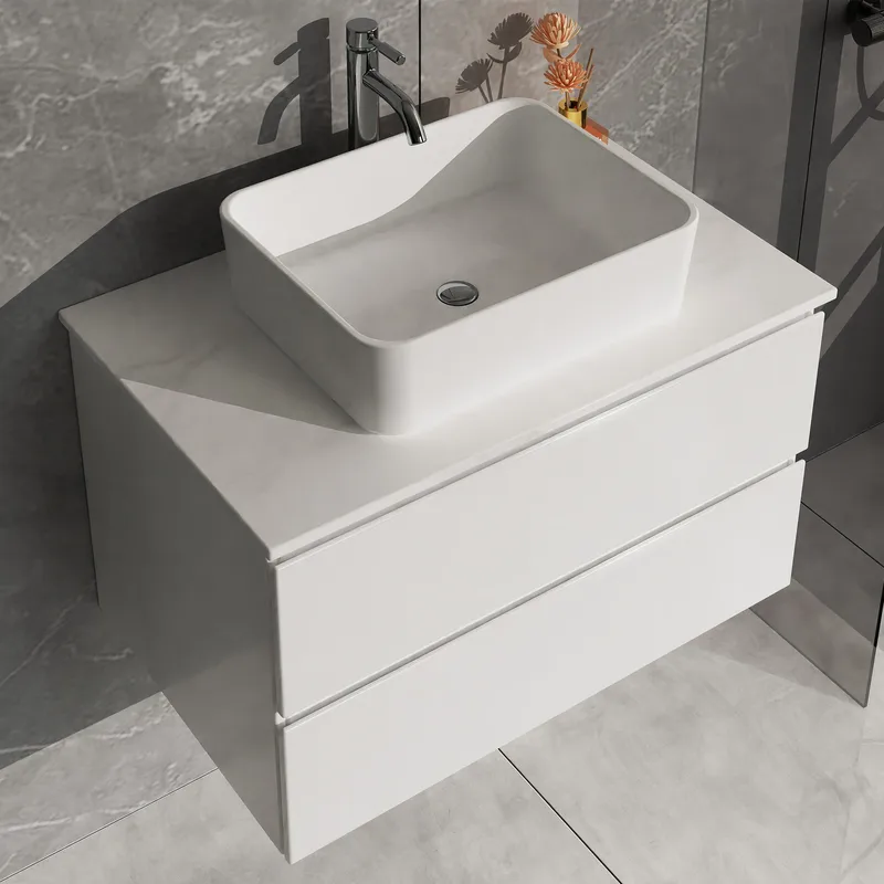 Kommod 80cm | Med tvättställ | Nimbus vit - Hus & renovering - Kök & bad - Badrum - Badrumsmöbler & badrumsinredning - Tvättställsskåp & kommod
