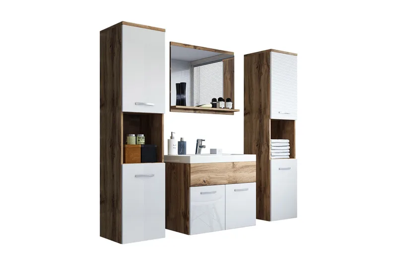 Badrumsset Delorimier XL 68 cm - Vit/Natur - Hus & renovering - Kök & bad - Badrum - Badrumsmöbler & badrumsinredning - Kompletta möbelpaket badrum