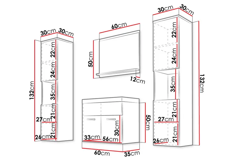 Badrumsset Delorimier XL 68 cm - Vit/Natur - Hus & renovering - Kök & bad - Badrum - Badrumsmöbler & badrumsinredning - Kompletta möbelpaket badrum