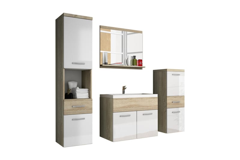 Ericka Badrumsset - Ek/Vit/Högglans - Hus & renovering - Kök & bad - Badrum - Badrumsmöbler & badrumsinredning - Kompletta möbelpaket badrum
