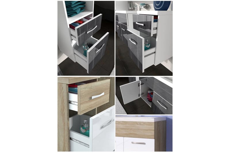 Ericka Badrumsset - Vit/Högglans/Grå/Brun - Hus & renovering - Kök & bad - Badrum - Badrumsmöbler & badrumsinredning - Kompletta möbelpaket badrum
