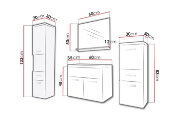 Ericka Badrumsset - Vit/Högglans/Grå/Brun - Hus & renovering - Kök & bad - Badrum - Badrumsmöbler & badrumsinredning - Kompletta möbelpaket badrum
