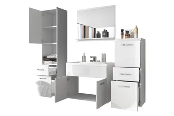 Ericka Badrumsset - Vit/Högglans/Grå/Brun - Hus & renovering - Kök & bad - Badrum - Badrumsmöbler & badrumsinredning - Kompletta möbelpaket badrum