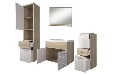 Ericka Badrumsset - Vit/Högglans/Grå/Brun - Hus & renovering - Kök & bad - Badrum - Badrumsmöbler & badrumsinredning - Kompletta möbelpaket badrum