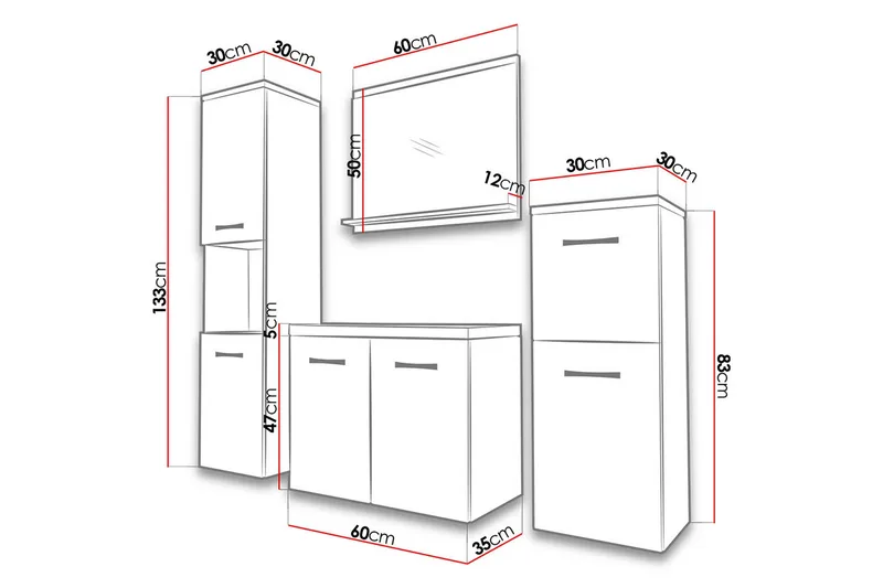Sonaki Möbelset för Badrum 133 cm - Hus & renovering - Kök & bad - Badrum - Badrumsmöbler & badrumsinredning - Kompletta möbelpaket badrum