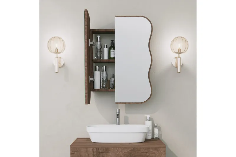 Najmin Väggskåp med Spegel 45 cm - Valnöt - Hus & renovering - Kök & bad - Badrum - Badrumsmöbler & badrumsinredning - Spegelskåp badrum