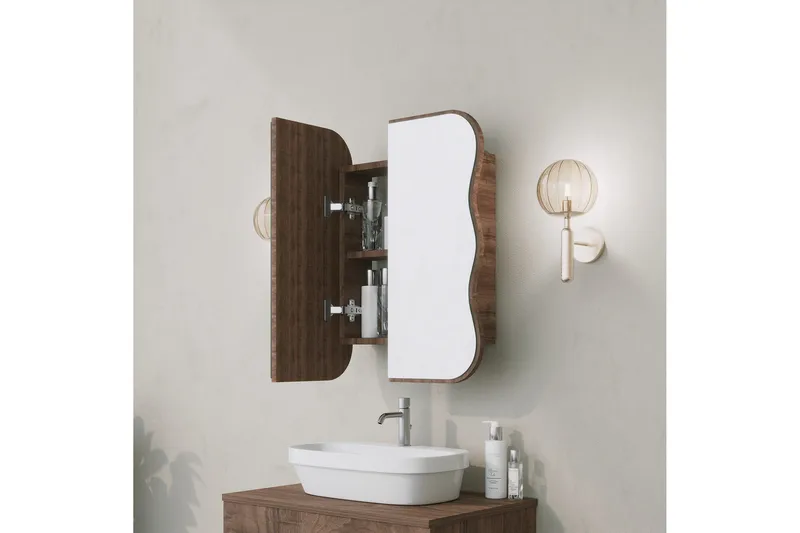 Najmin Väggskåp med Spegel 45 cm - Valnöt - Hus & renovering - Kök & bad - Badrum - Badrumsmöbler & badrumsinredning - Spegelskåp badrum