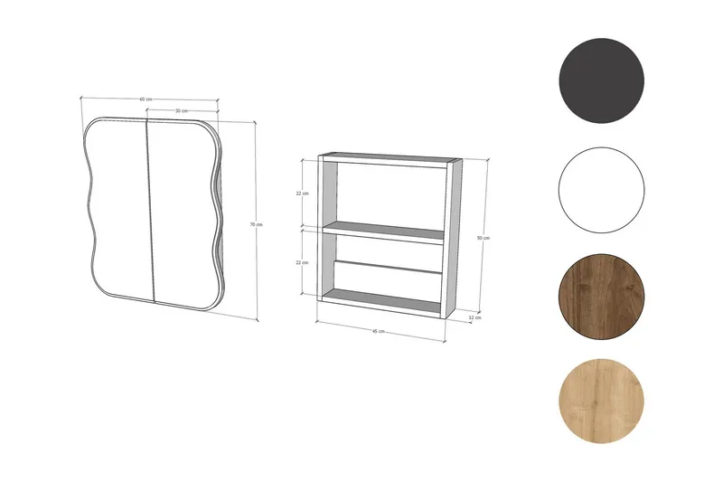 Najmin Väggskåp med Spegel 45 cm - Valnöt - Hus & renovering - Kök & bad - Badrum - Badrumsmöbler & badrumsinredning - Spegelskåp badrum
