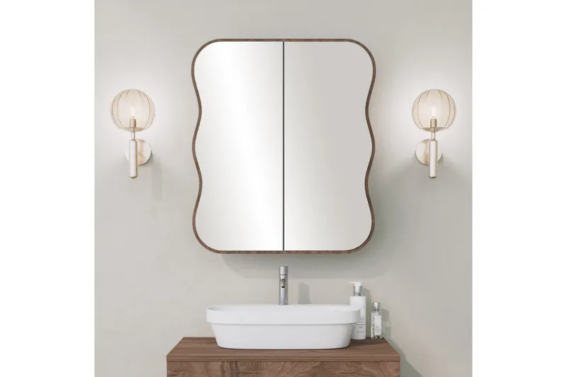Najmin Väggskåp med Spegel 45 cm - Valnöt - Hus & renovering - Kök & bad - Badrum - Badrumsmöbler & badrumsinredning - Spegelskåp badrum