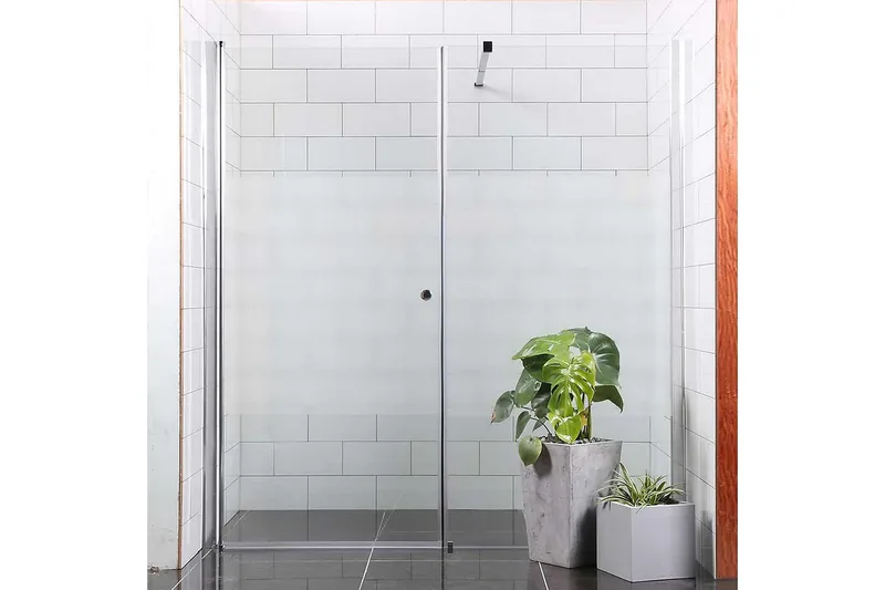 Bathlife Mångsidig Duschhörn Rak Vägg 80x100 cm, Silver/Delvis Frostad