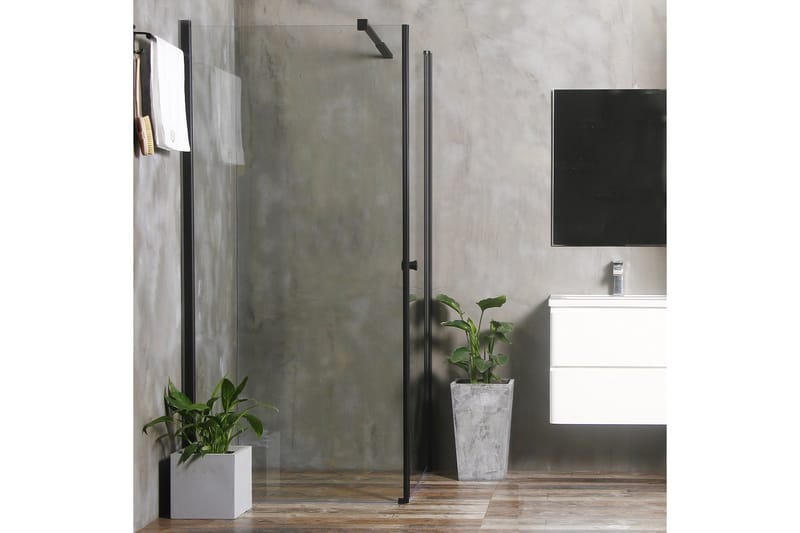 Bathlife Mångsidig Duschhörn Rak Vägg | Rak Dörr Svart, Svart|Transparent