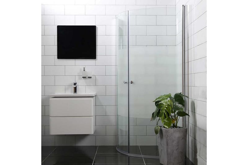 Bathlife Mångsidig Duschhörn Rund Dörr 45° 90x90 cm, Silver/Delvis Frostad