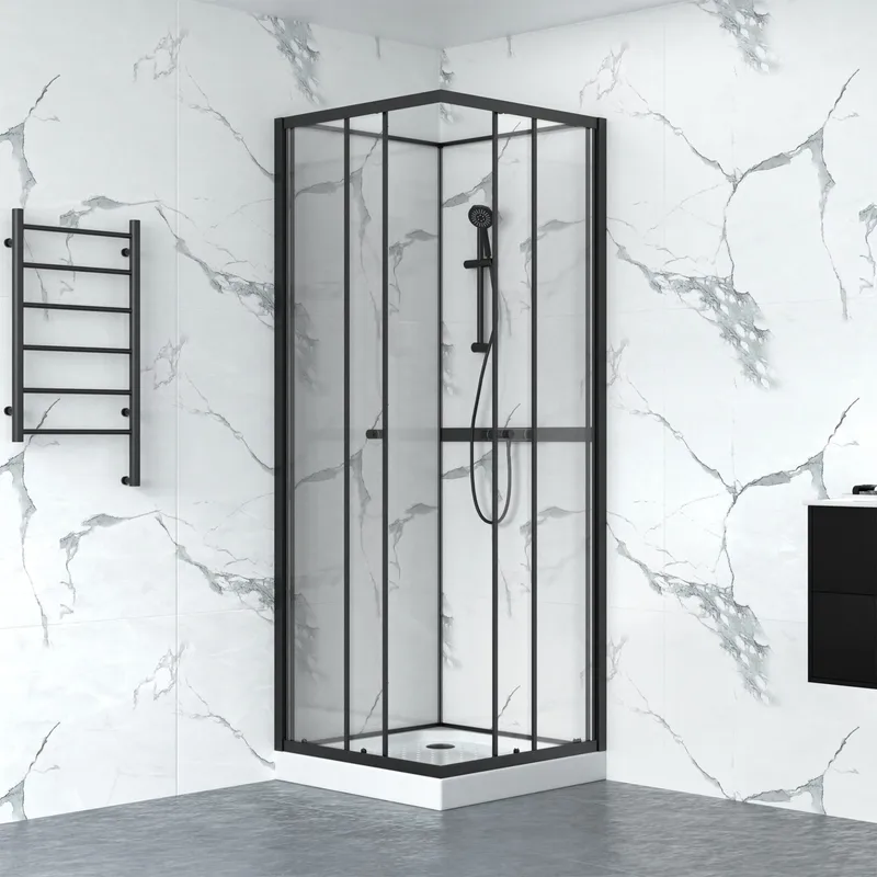 Duschkabin 90x90cm | Aluminium & säkerhetsglas | Svart ram