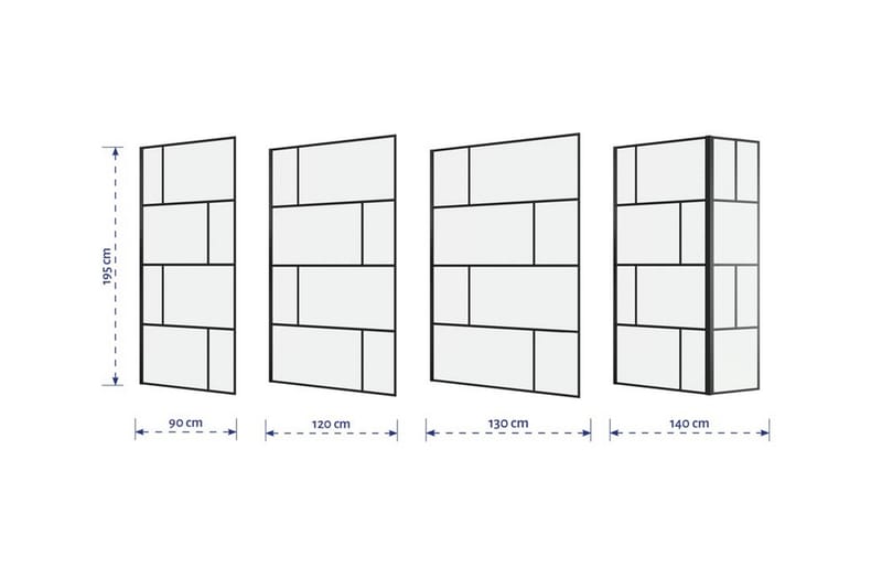Sörby Duschvägg 120x195 cm - Svart - Hus & renovering - Kök & bad - Badrum - Duschar - Duschväggar