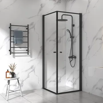 Duschhörna 90x90cm | Aluminium & säkerhetsglas | Svart ram - Hus & renovering - Kök & bad - Badrum - Duschar