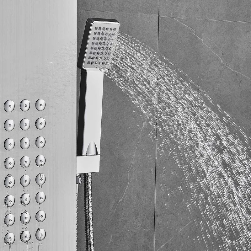 Duschpanel - silver med fyrkantig topp - Hus & renovering - Kök & bad - Badrum - Duscharmatur & dusch tillbehör
