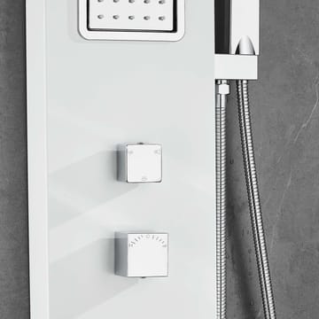Duschpanel - Vit & silver med fyrkantig dusch - Hus & renovering - Kök & bad - Badrum - Duscharmatur & dusch tillbehör