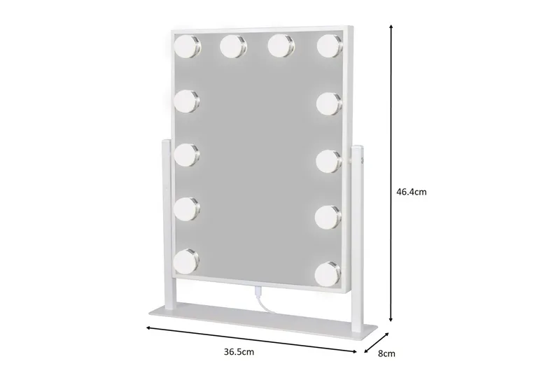 Glow Liten Sminkspegel på fot 36,5 cm med LED Belysning/Lampor Holywood spegel - Vit - Inredning - Speglar - Spegel med belysning