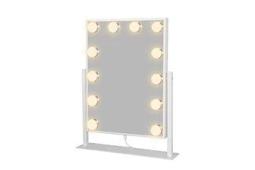 Glow Liten Sminkspegel på fot 36,5 cm med LED Belysning/Lampor Holywood spegel - Vit - Inredning - Speglar - Spegel med belysning