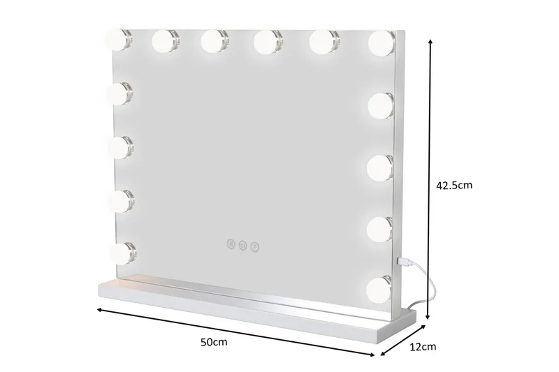 Glow Sminkspegel på fot 50 cm med LED Belysning/Lampor Hollywood spegel - Vit - Inredning - Speglar - Spegel med belysning