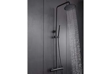 Komplett takduschset med handdusch i rundad design | Svart - Hus & renovering - Kök & bad - Badrum - Duscharmatur & dusch tillbehör