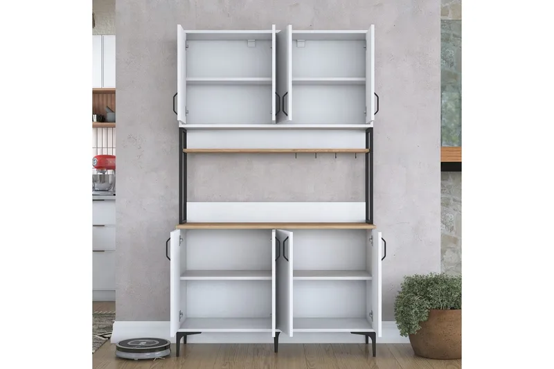 Flerfunktionsskåp Cerreta 173 Valnöt / Vit - Valnöt / Vit - Hus & renovering - Kök & bad - Kök & tvättstuga