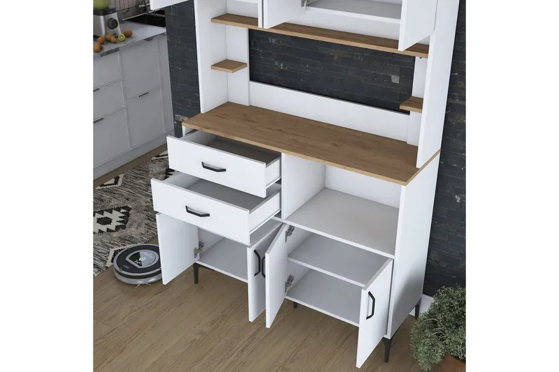 Flerfunktionsskåp Cerreta 179 Valnöt / Vit - Valnöt / Vit - Hus & renovering - Kök & bad - Kök & tvättstuga