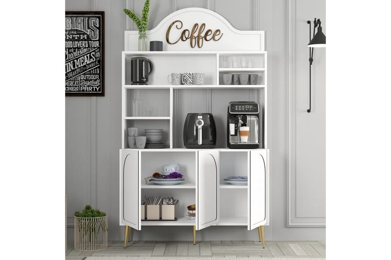 Kaffebarskåp Hazim Tre Vit / Rany - Vit / Rany - Hushåll - Bar & vin - Barmöbler