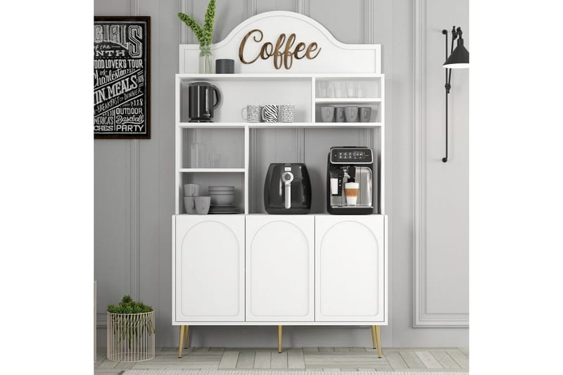 Kaffebarskåp Hazim Tre Vit / Rany - Vit / Rany - Hushåll - Bar & vin - Barmöbler