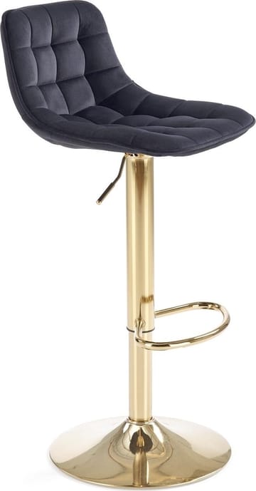 Barstol svart sammet med guldfot - Sitthöjd 62-84 cm - Svart/guld - Hushåll - Bar & vin - Barmöbler