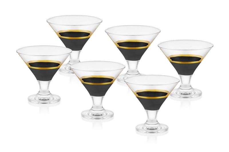 Glass Set 6-pack - Svart/Guld - Hushåll - Servering & Dukning - Dricksglas - Cocktailglas