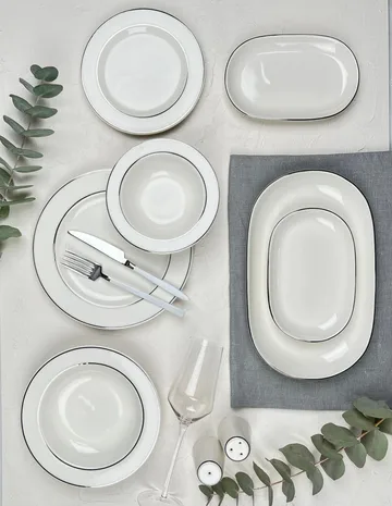 Platin Middagsservis (53 delar) 53x33x36 cm - vit och silver - Hushåll - Servering & Dukning - Porslin